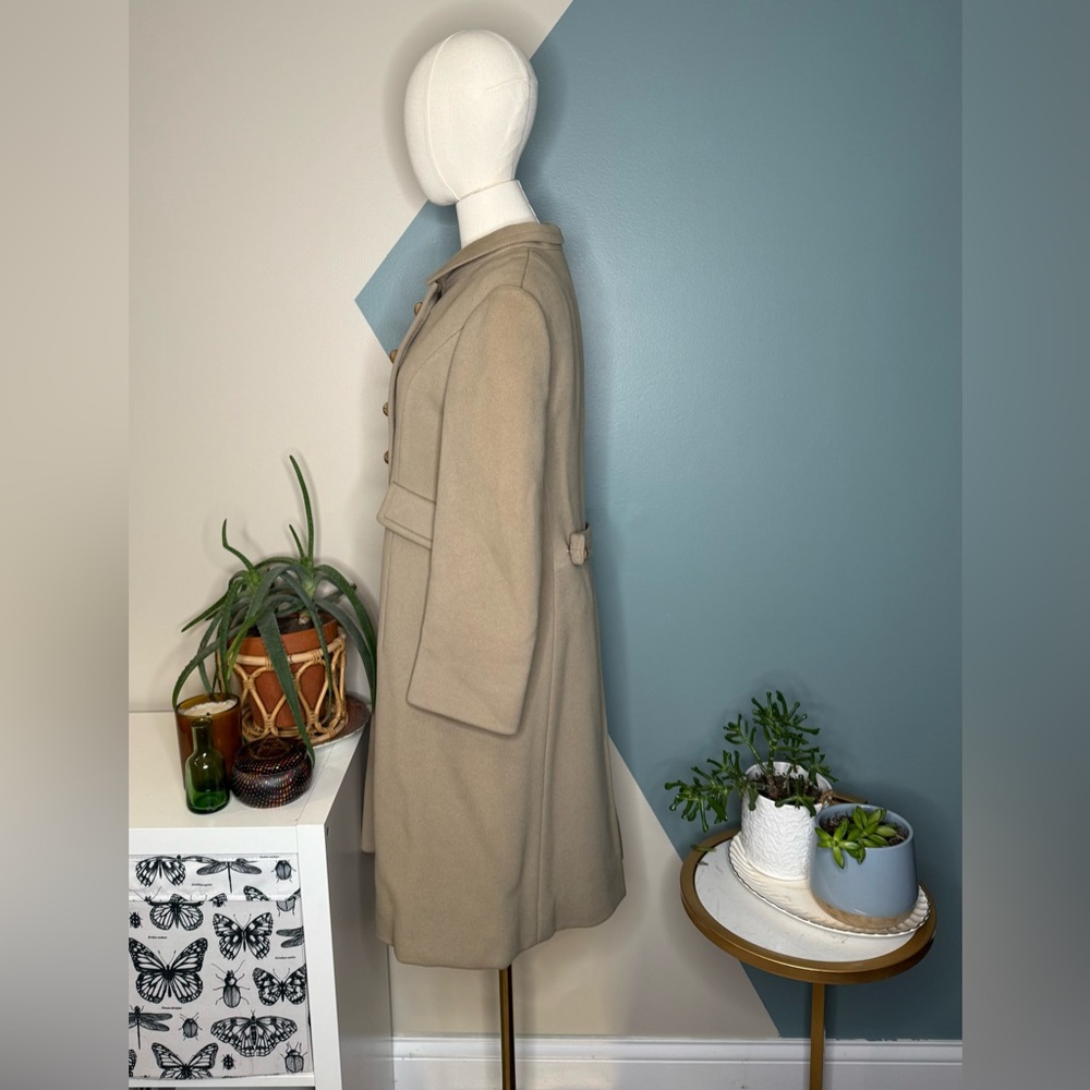 Ben Zuckerman for Lord & Taylor Vintage 1960s Wool Coat Taupe Fit & Flare Size 8 - Picture 4 of 15